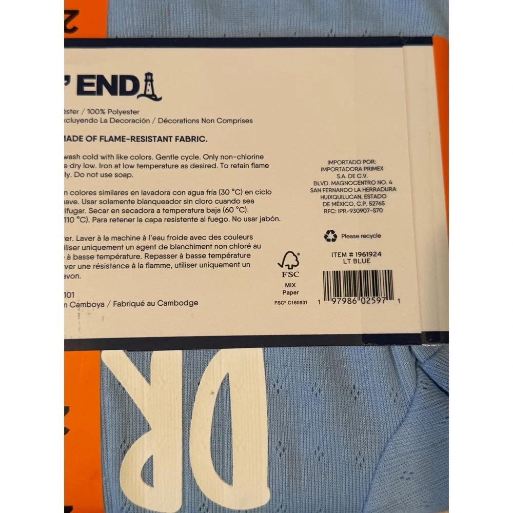 NWT Lands End Kids 4-Piece Sleep Set Light Blue Star Dream Pajamas 2T Cozy Fun